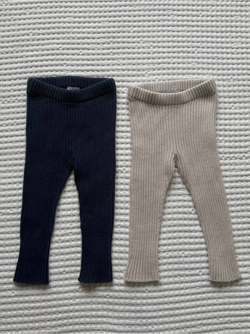 Hanna Andersson Organic Cotton Sweater Knit Leggings Navy & Oatmeal Bundle 6-12M